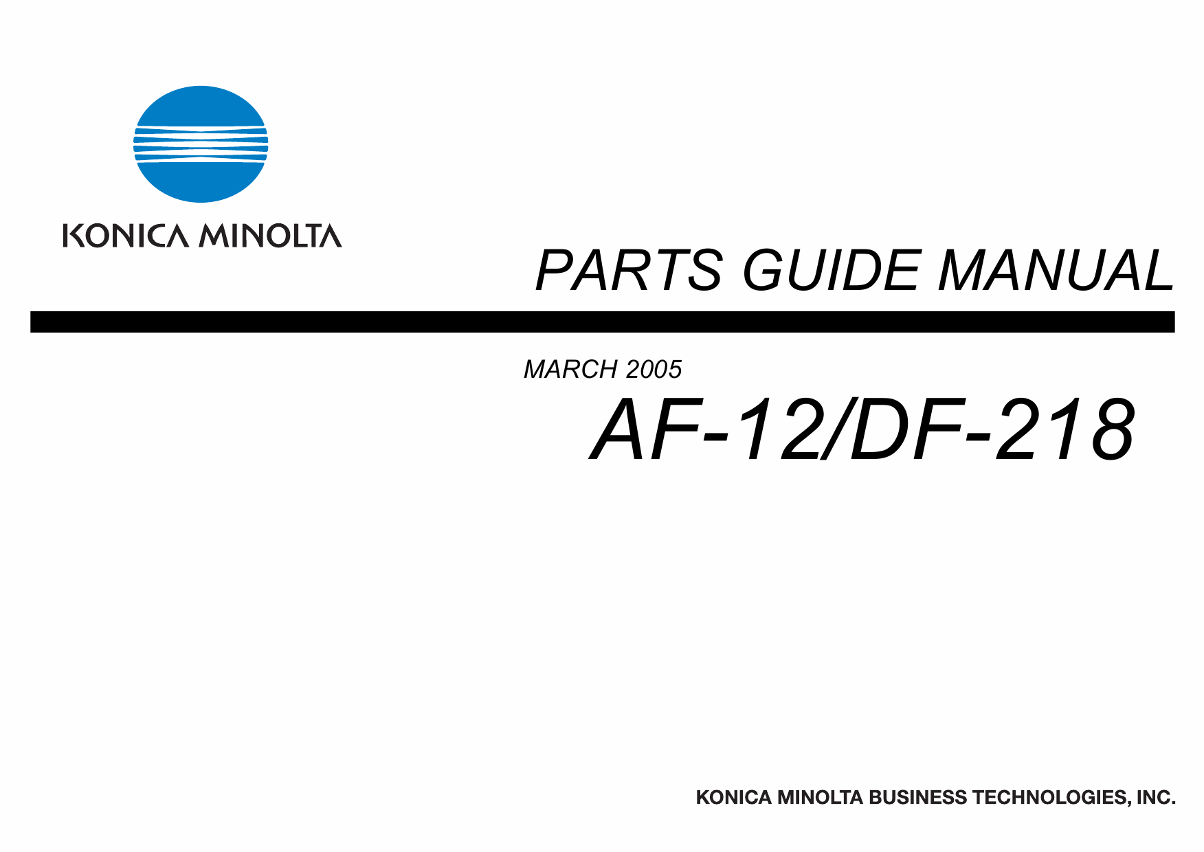 Konica-Minolta Options AF-12 DF-218 Parts Manual-1